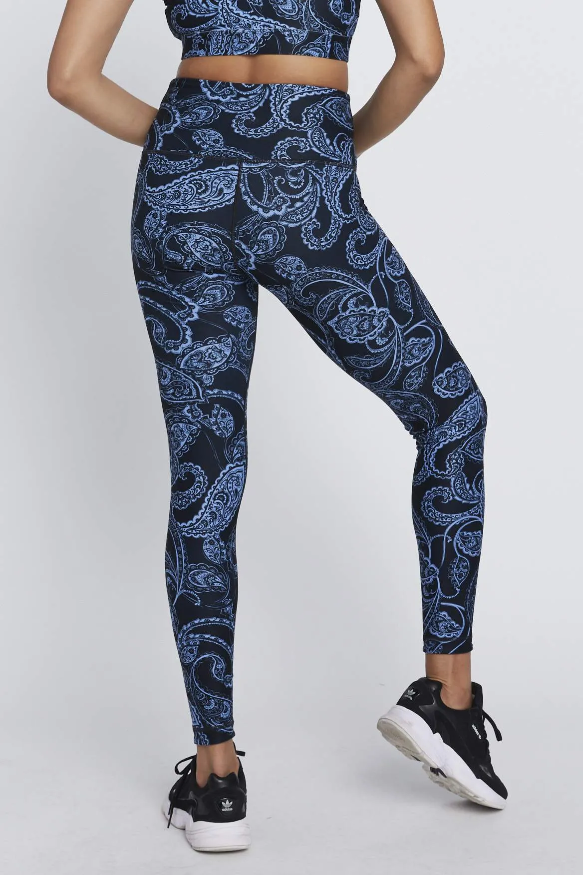 High Waist Reversible Leggings Sky Paisley