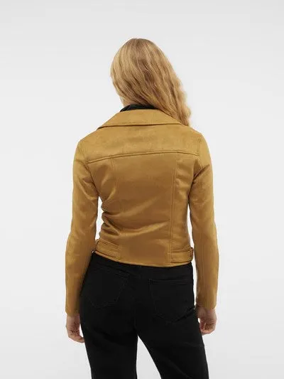 Jose Bistre Tan Faux Suede Biker Jacket