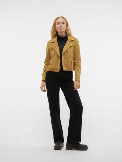 Jose Bistre Tan Faux Suede Biker Jacket