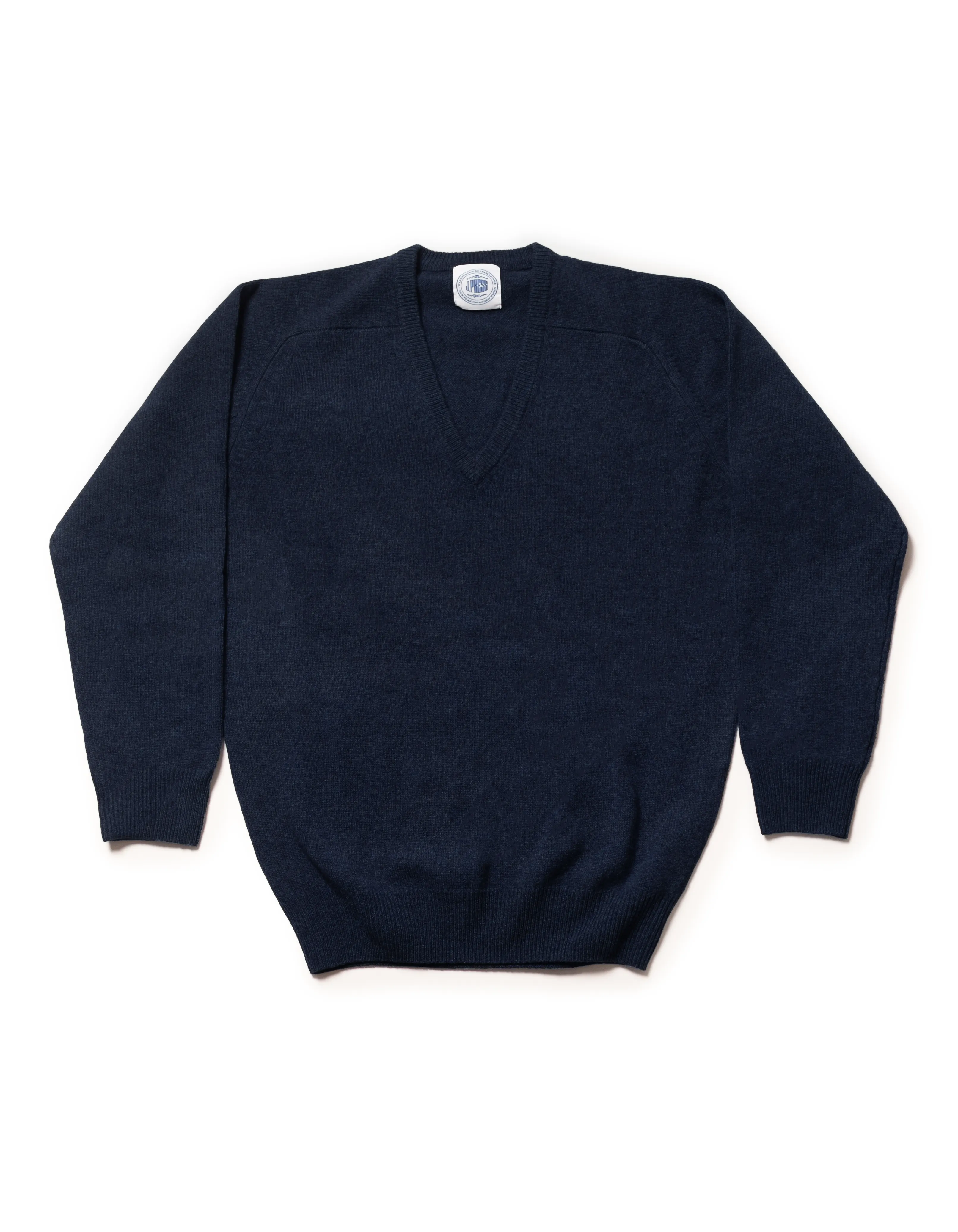 LAMBSWOOL V NECK SWEATER - NAVY