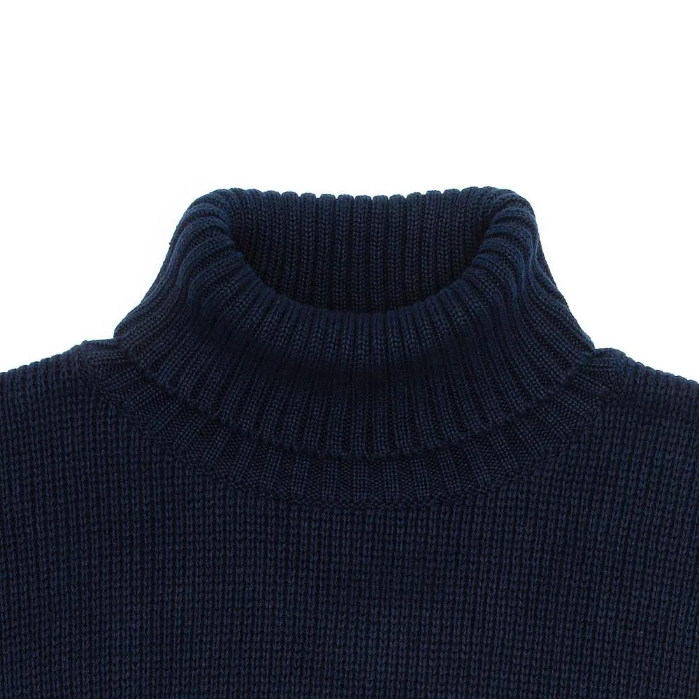 Mens Heavyweight Cotton Submariner Roll Neck Jumper