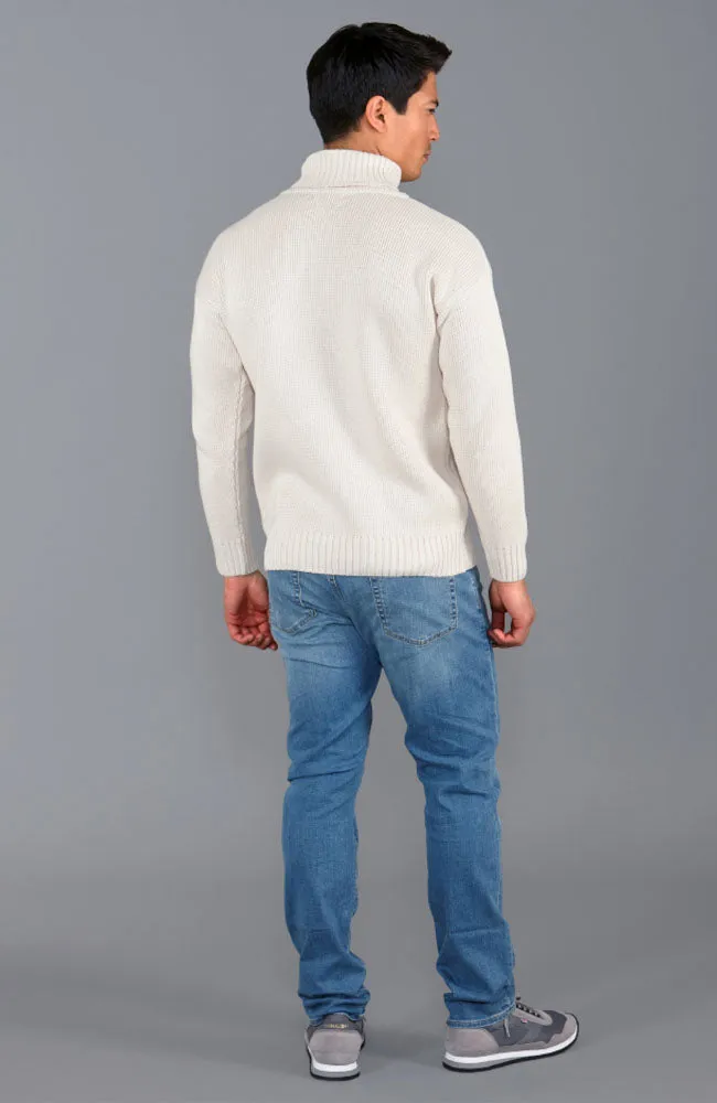 Mens Heavyweight Cotton Submariner Roll Neck Jumper