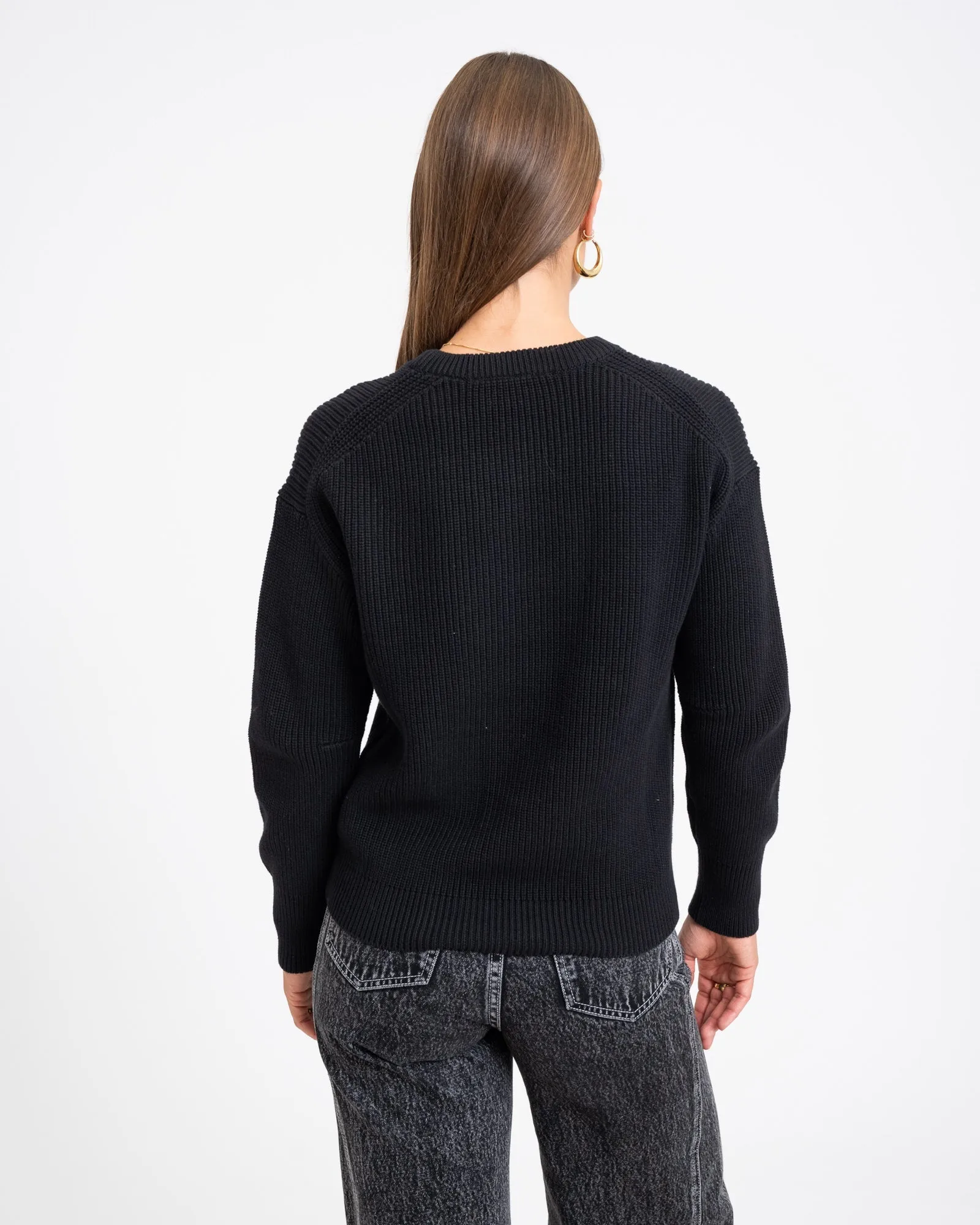 Mila Twist Crew Neck Knit Black