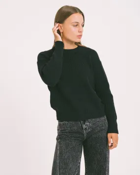 Mila Twist Crew Neck Knit Black