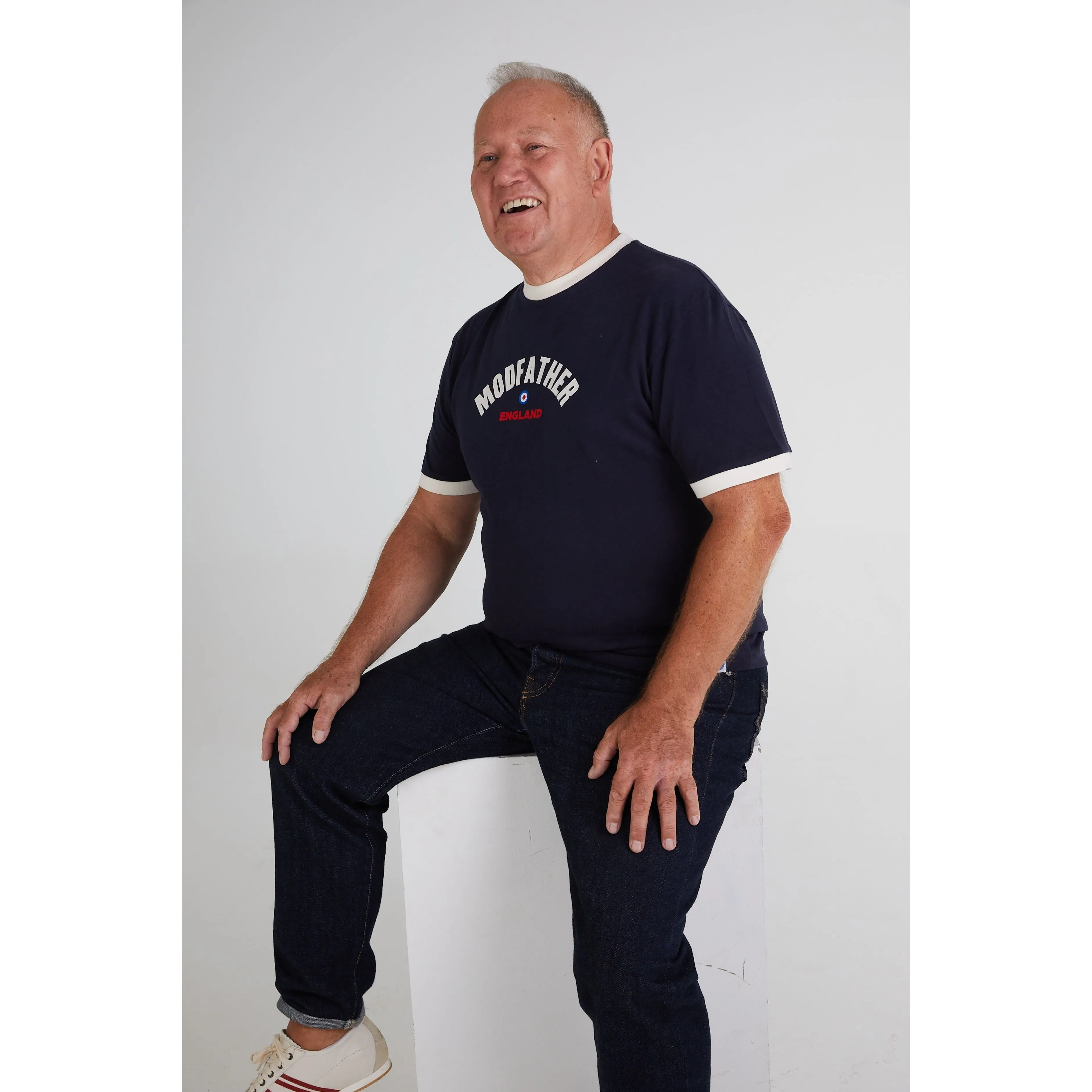 Modfather Clothing  - England Script Logo Navy - T-Shirt