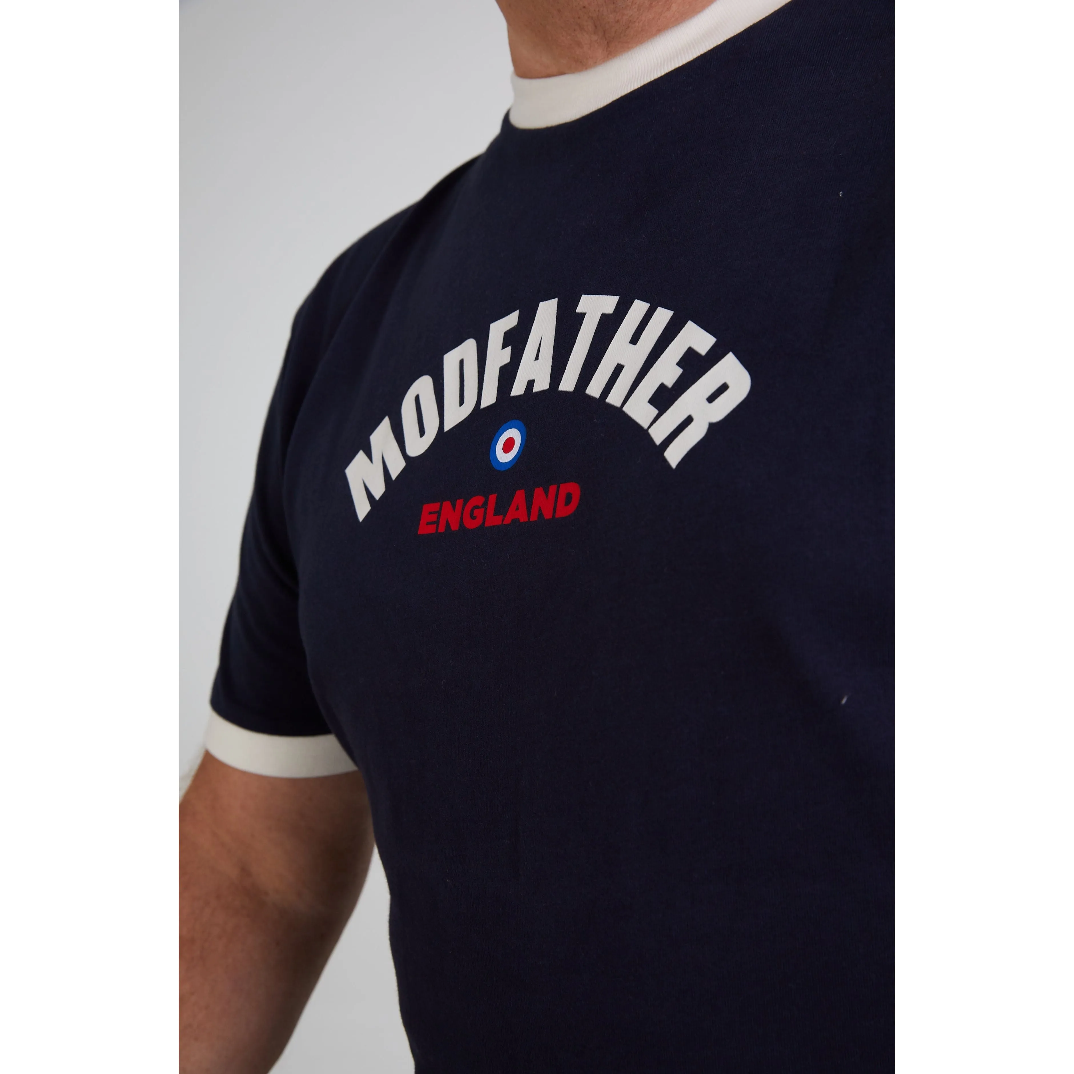 Modfather Clothing  - England Script Logo Navy - T-Shirt