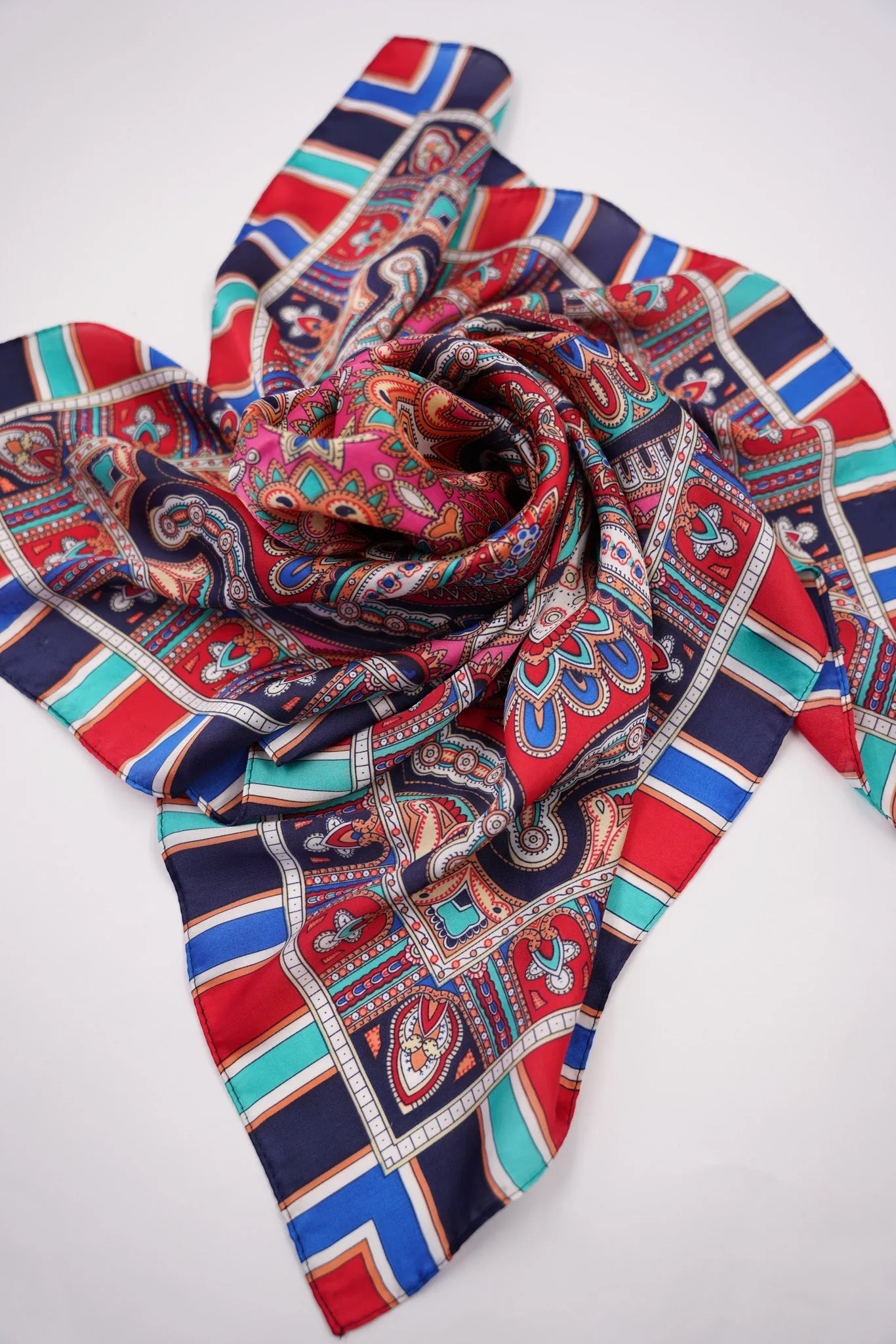 Navy & Red Paisley Neck Scarf