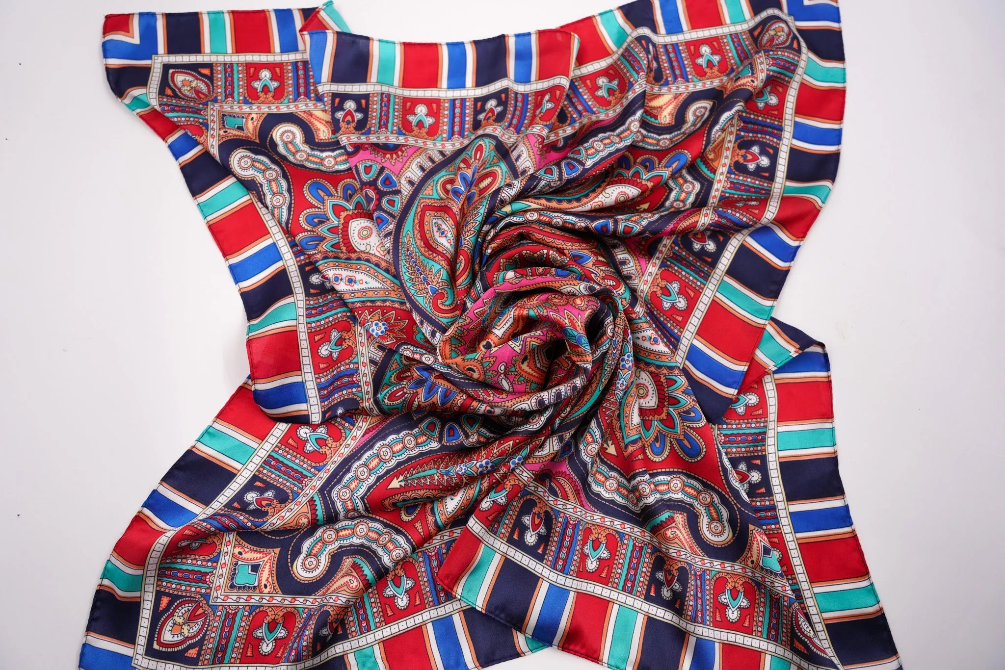 Navy & Red Paisley Neck Scarf