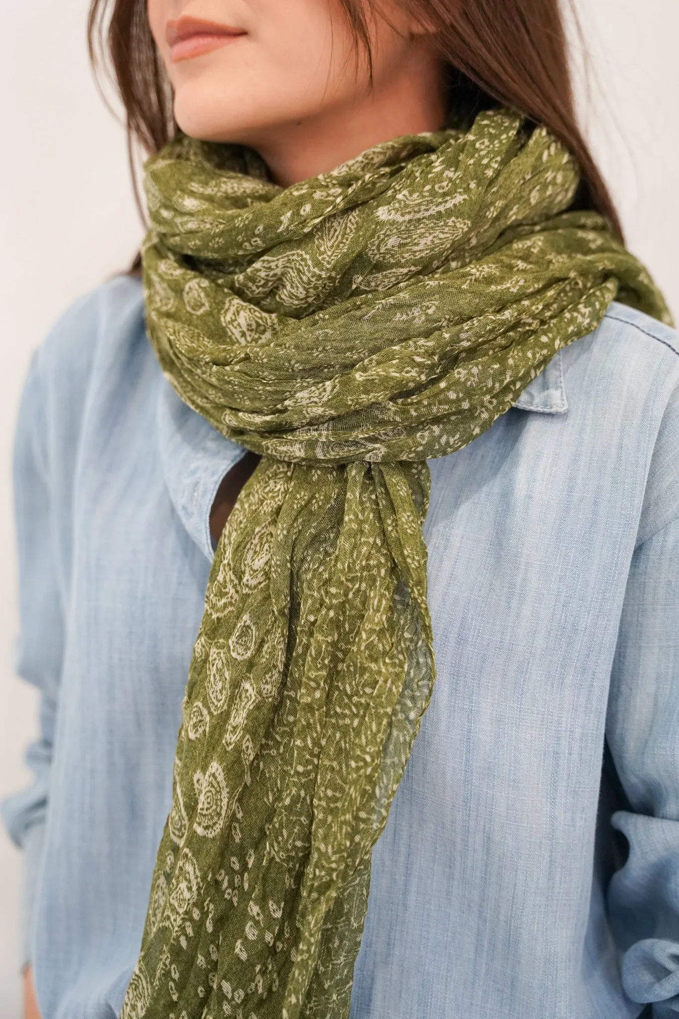 Olive Paisley Scarf