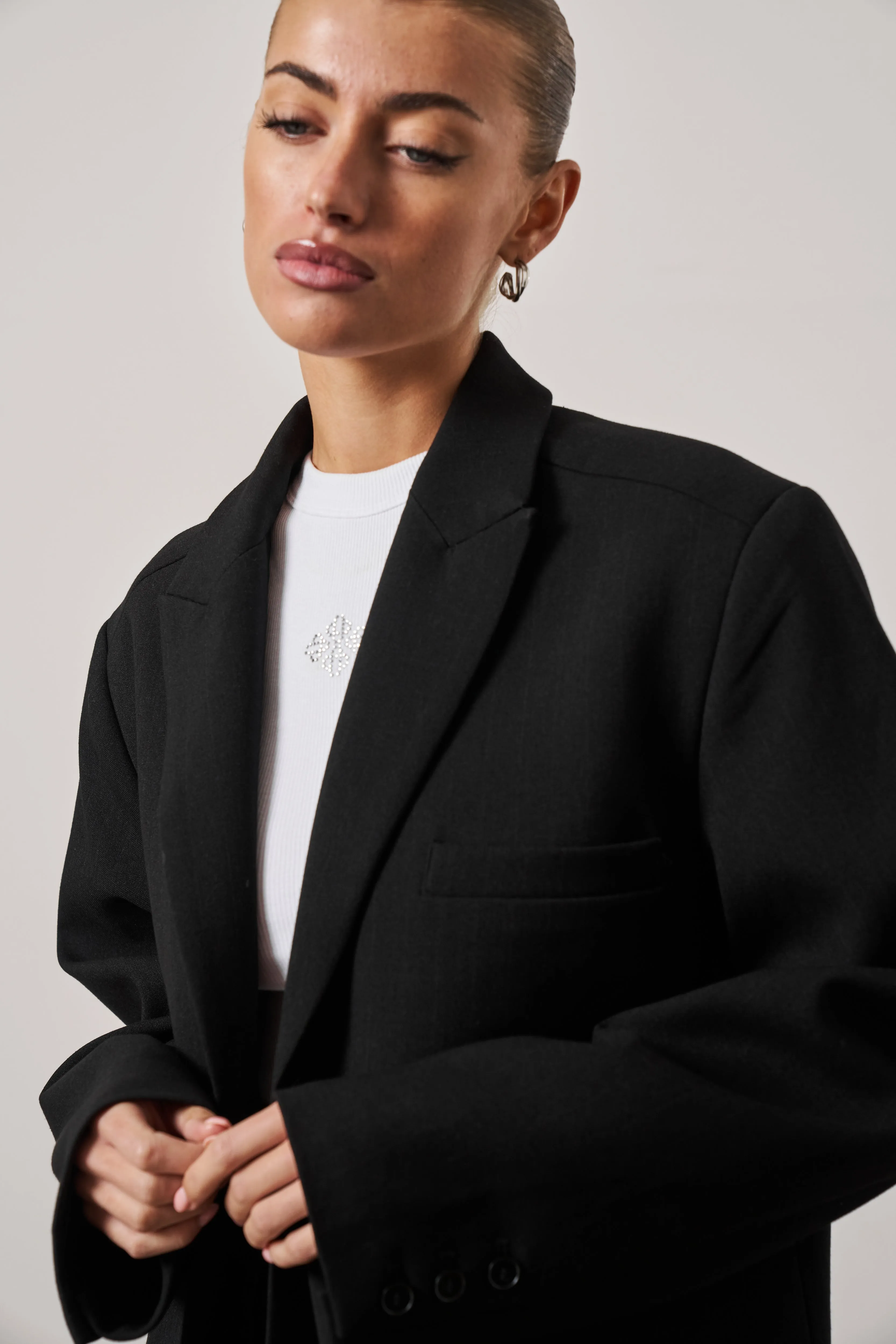 OVERSIZED STRUCTURED BLAZER - BLACK