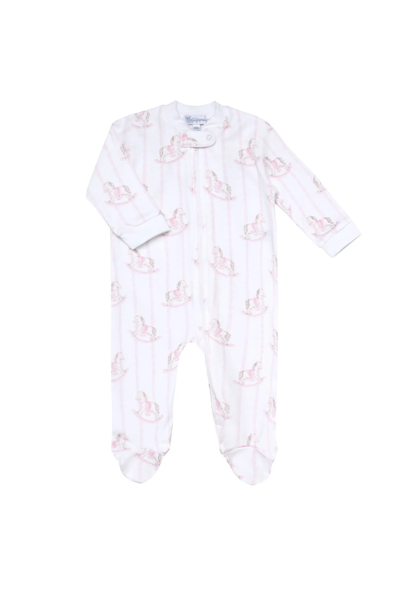 Pink Rocking Horse Zipper Footie