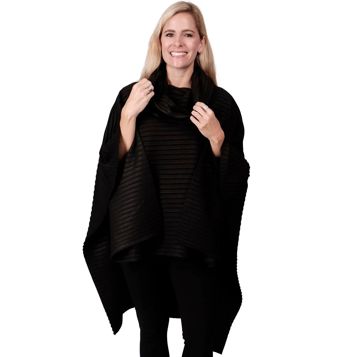 Portland Cowlneck Pleated Fleece Poncho