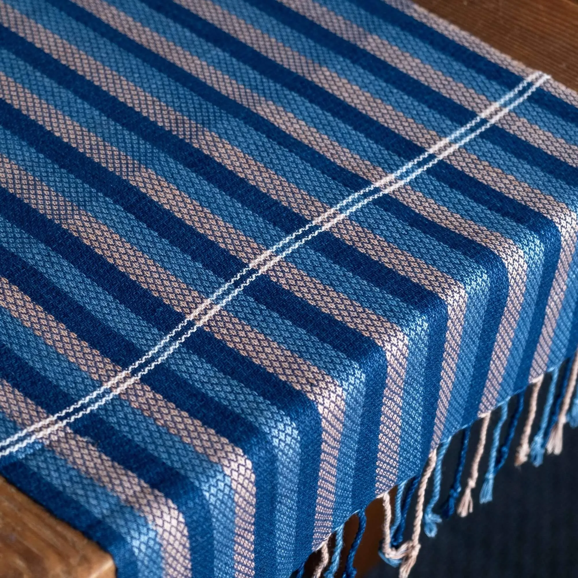 Premium Striped Indigo Scarf