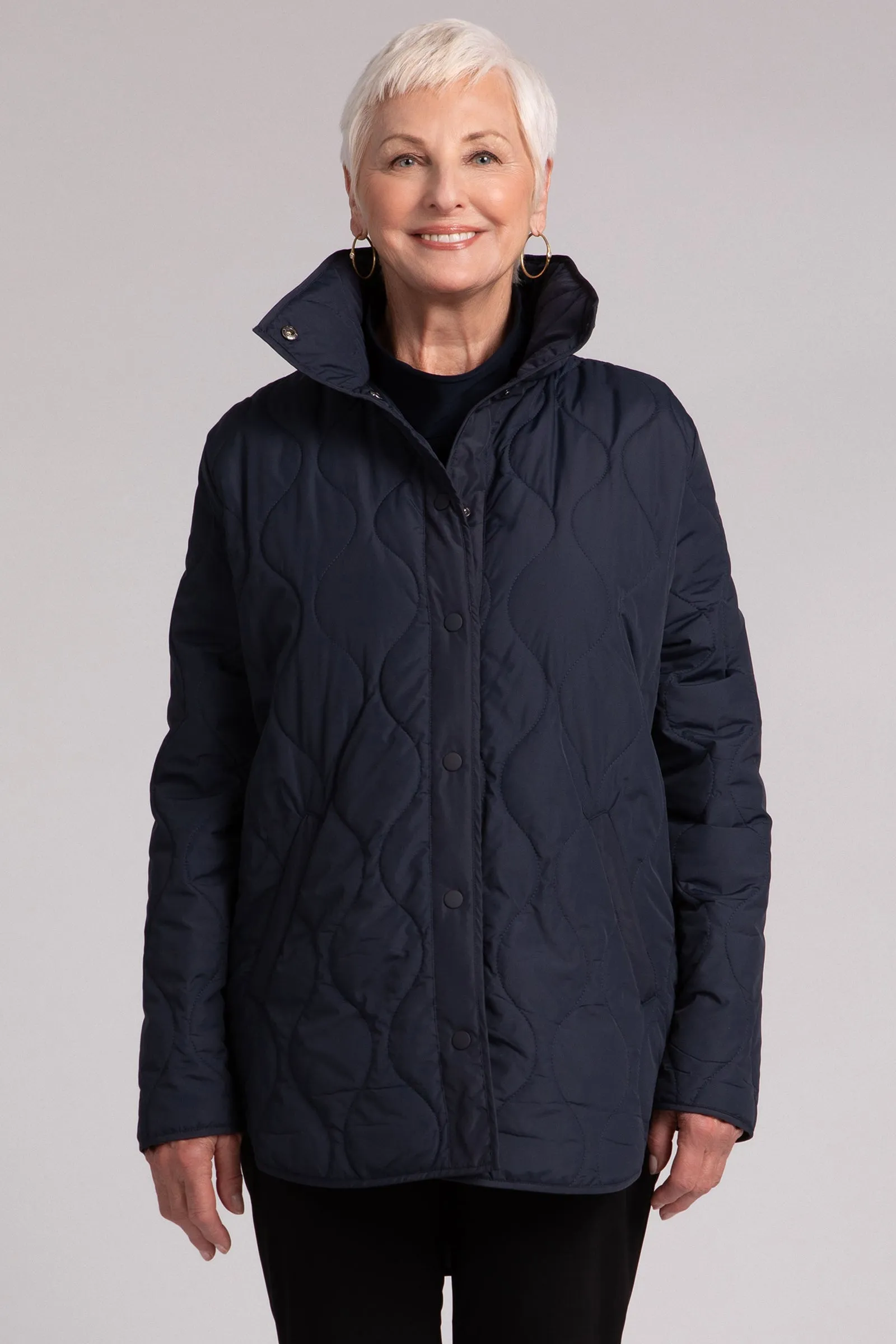 Quilted Shirt Jacket | Navy