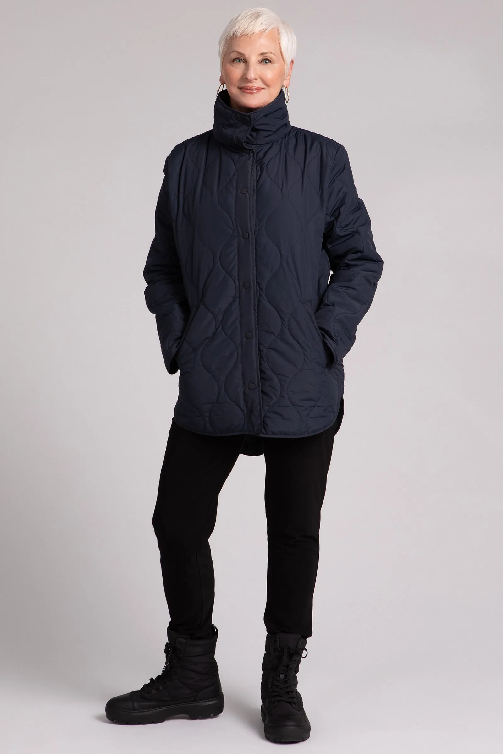 Quilted Shirt Jacket | Navy