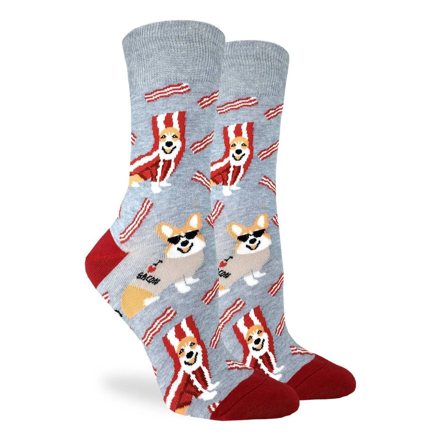 "Corgi Bacon" Cotton Crew Socks by Good Luck Sock