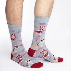 "Corgi Bacon" Cotton Crew Socks by Good Luck Sock