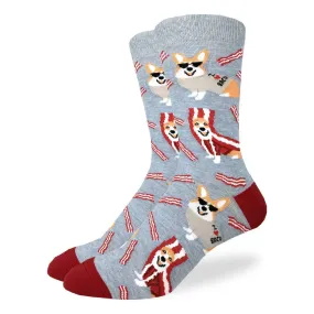 "Corgi Bacon" Cotton Crew Socks by Good Luck Sock