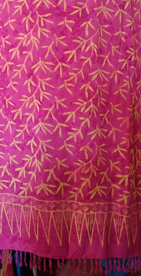 Sarong ~ Hand Batik ~ Fuchsia & Yellow