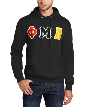 Sewn-On Greek Letter Hooded Sweatshirt, Tri-Color