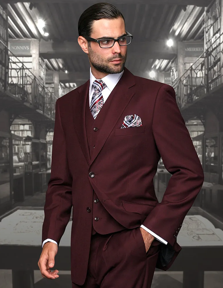 Statement Solid Burgundy Suit Modern Fit