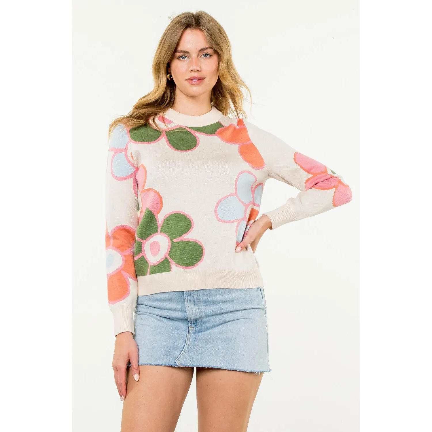 Stephanie Flower Knit THML Sweater