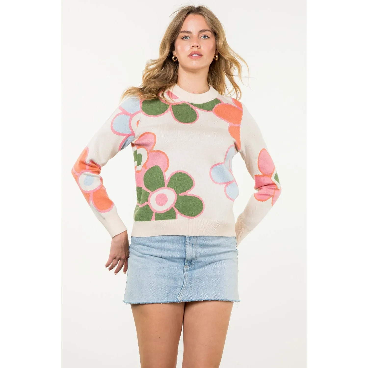 Stephanie Flower Knit THML Sweater