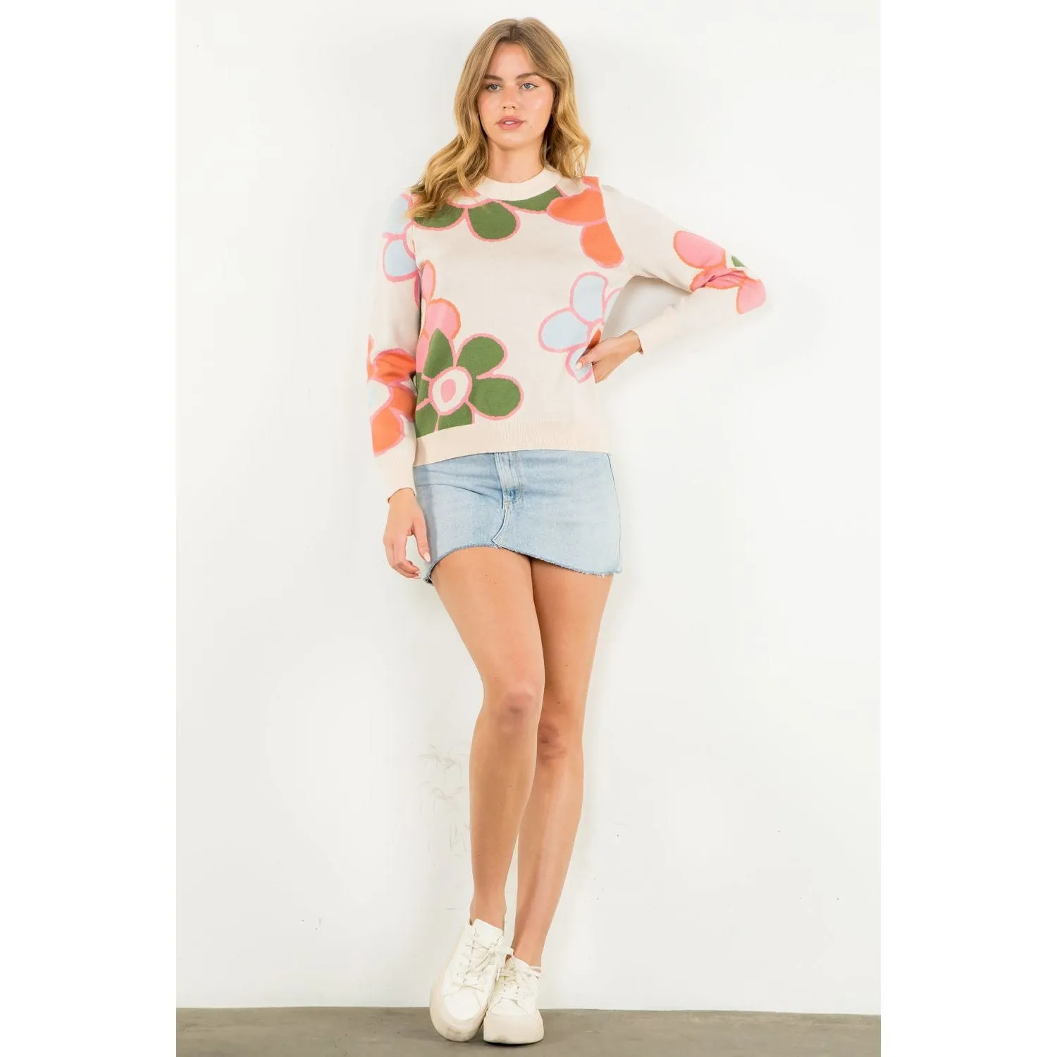 Stephanie Flower Knit THML Sweater