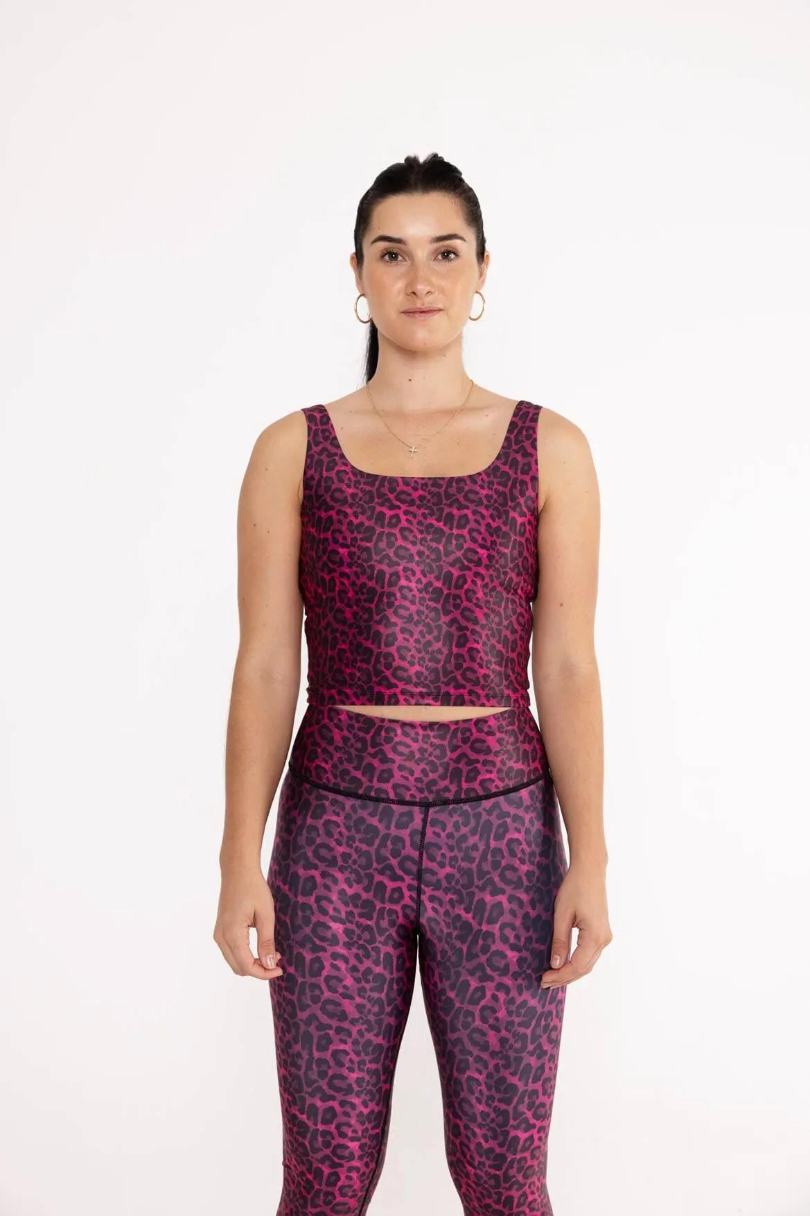 Thalia Cropped Tank Cheetah Magenta