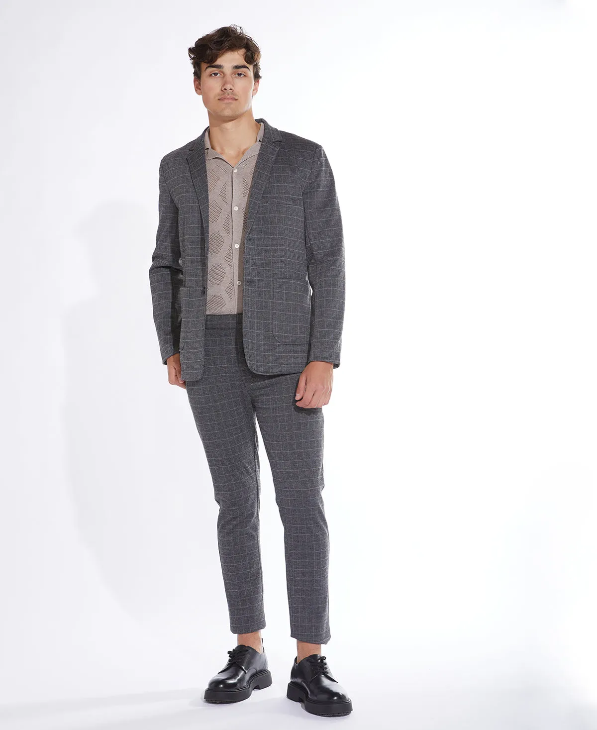 Wiley Glen Plaid Knit Blazer (Charcoal/Gray)